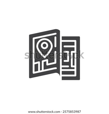 A folded map vector icon. filled flat sign for mobile concept and web design. Offline Map glyph icon. Symbol, logo illustration. Vector graphics