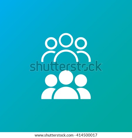 people line icon, leader outline and solid vector illustration, white linear pictogram