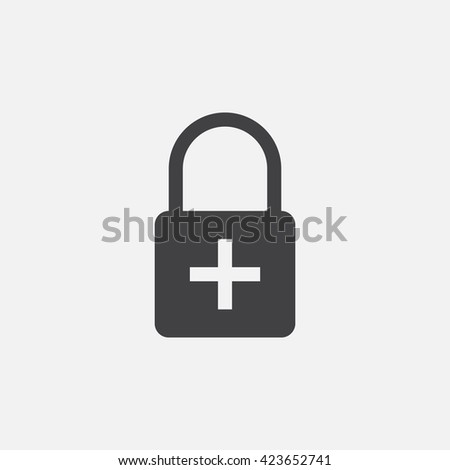 lock plus icon vector, solid logo illustration, pictogram isolated on white
