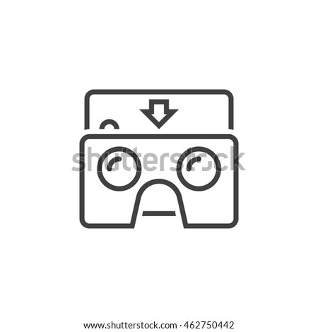 Virtual reality cardboard glasses line icon, outline vector logo illustration, linear pictogram isolated on white