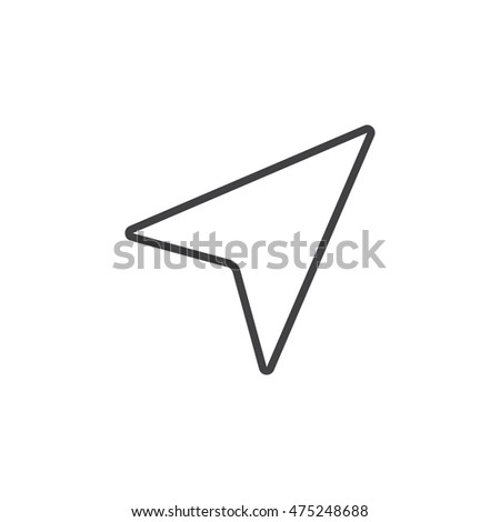 Location arrow line icon, outline vector logo illustration, linear pictogram isolated on white