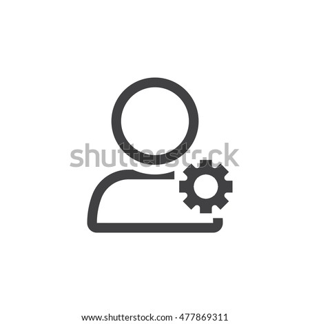 account settings symbol. user with gearwheel line icon, outline vector logo illustration, linear pictogram isolated on white