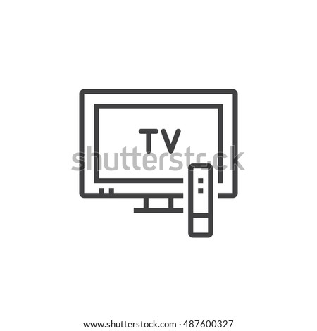 television line icon, outline tv vector logo illustration, linear pictogram isolated on white