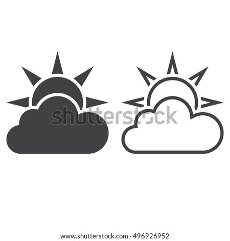 Weather forecast line icon, partly sunny outline and filled vector sign, linear and full pictogram isolated on white, logo illustration