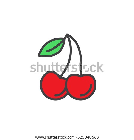 Cherry line icon, filled outline vector sign, linear colorful pictogram isolated on white. logo illustration