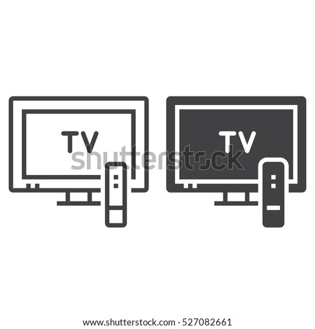 tv, television line icon, outline and filled vector sign, linear and full pictogram isolated on white, logo illustration