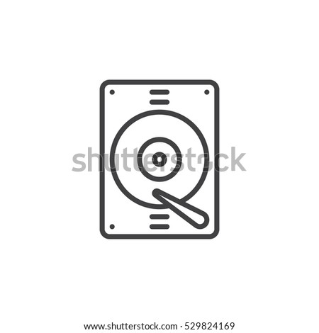 Hard drive line icon, outline vector sign, linear pictogram isolated on white. Symbol, logo illustration