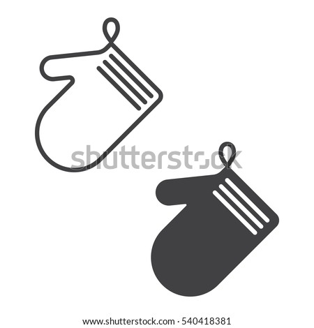 Oven glove line icon, outline and filled vector sign, linear and full pictogram isolated on white. Symbol, logo illustration