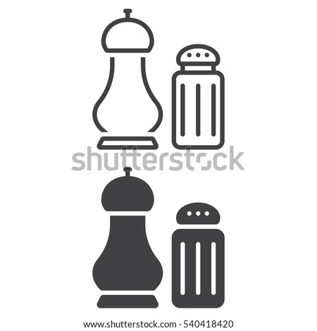 Salt and pepper shakers line icon, outline and filled vector sign, linear and full pictogram isolated on white. Symbol, logo illustration