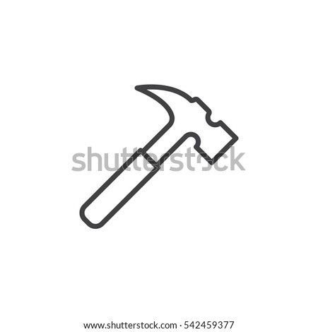 Hammer line icon, outline vector sign, linear pictogram isolated on white. Symbol, logo illustration