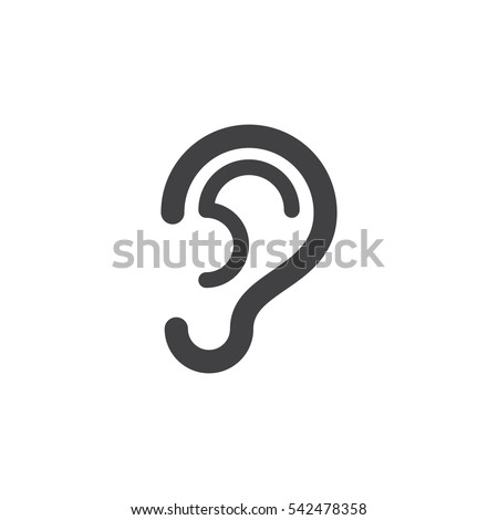 Ear icon vector, filled flat sign, solid pictogram isolated on white. Hearing symbol, logo illustration