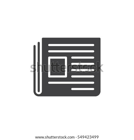 Newspaper icon vector, filled flat sign, solid pictogram isolated on white. News symbol, logo illustration