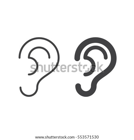 Ear line icon, outline and filled vector sign, linear and full pictogram isolated on white. Hearing symbol, logo illustration