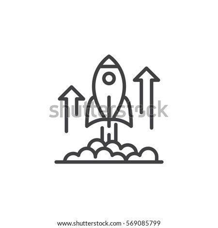 Rocket launch line icon, outline vector sign, linear pictogram isolated on white. Business startup symbol, logo illustration