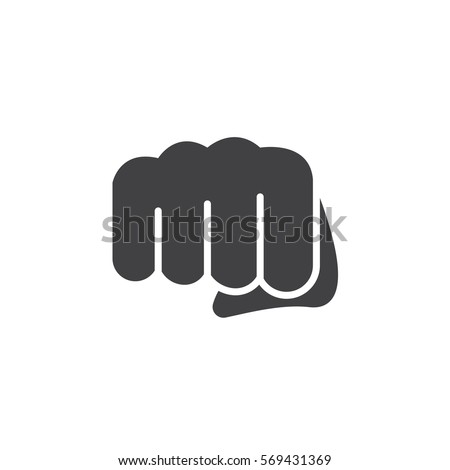 Fist, forward punch icon vector, filled flat sign, solid pictogram isolated on white. Symbol, logo illustration