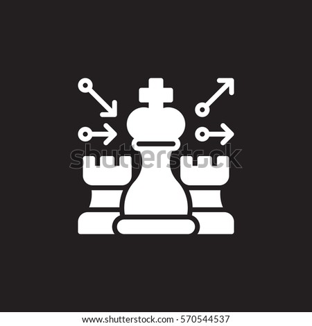 Chess, strategy icon vector, filled flat sign, solid white pictogram isolated on black. Symbol, logo illustration