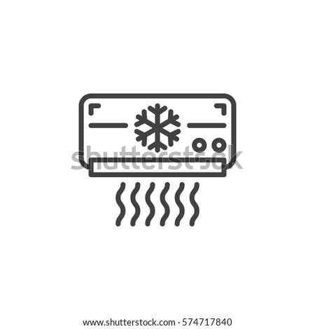 Air Conditioner line icon, outline vector sign, linear pictogram isolated on white. AC unit symbol, logo illustration