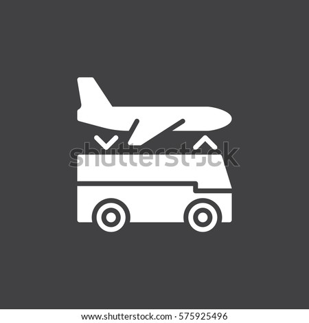 Airport shuttle transfer service icon vector, filled flat sign, solid white pictogram isolated on gray. Symbol, logo illustration