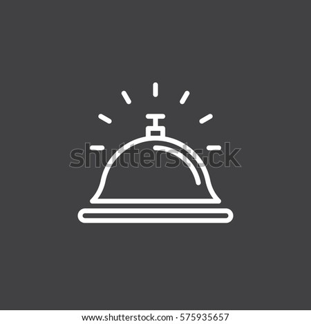 Reception bell line icon, outline vector sign, linear white pictogram isolated on gray. Help desk symbol, logo illustration