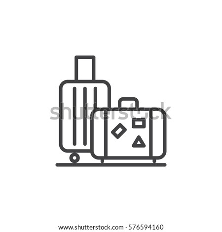 Baggage, luggage line icon, outline vector sign, linear style pictogram isolated on white. Symbol, logo illustration