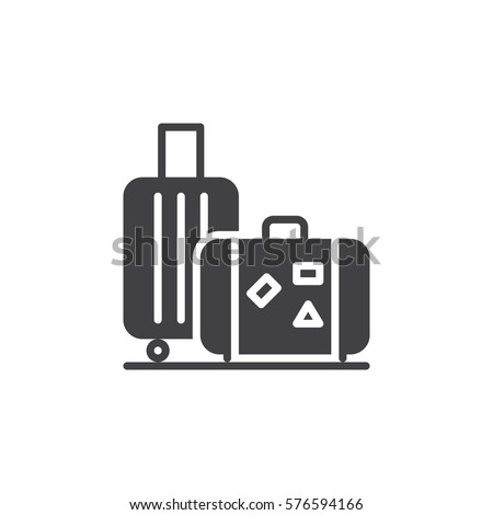 Baggage, luggage icon vector, filled flat sign, solid pictogram isolated on white. Symbol, logo illustration