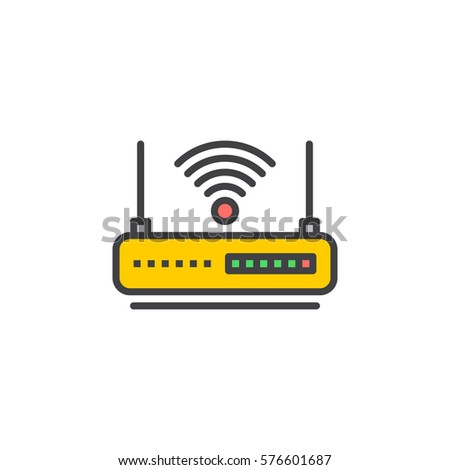 WIFI router line icon, filled outline vector sign, linear colorful pictogram isolated on white. Internet hotspot symbol, logo illustration