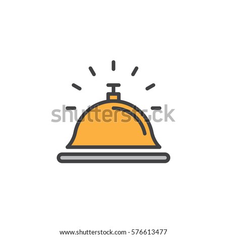 Reception bell line icon, filled outline vector sign, linear colorful pictogram isolated on white. Help desk symbol, logo illustration