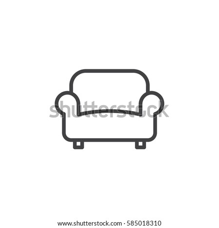 Sofa, couch line icon, outline vector sign, linear style pictogram isolated on white. Furniture symbol, logo illustration