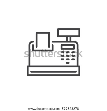 Cash register line icon, outline vector sign, linear style pictogram isolated on white. Symbol, logo illustration. Editable stroke. Pixel perfect