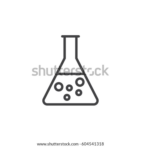 Flask, beaker line icon, outline vector sign, linear style pictogram isolated on white. Chemical laboratory glassware symbol, logo illustration. Editable stroke. Pixel perfect