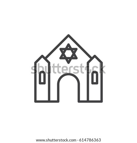 Synagogue line icon, outline vector sign, linear style pictogram isolated on white. Symbol, logo illustration. Editable stroke. Pixel perfect