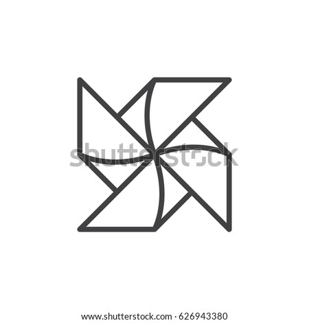 Paper Windmill Pinwheel line icon, outline vector sign, linear style pictogram isolated on white. Symbol, logo illustration. Editable stroke. Pixel perfect