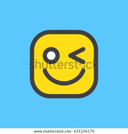 Winking Face emoji. Filled outline icon, colorful vector emoticon
