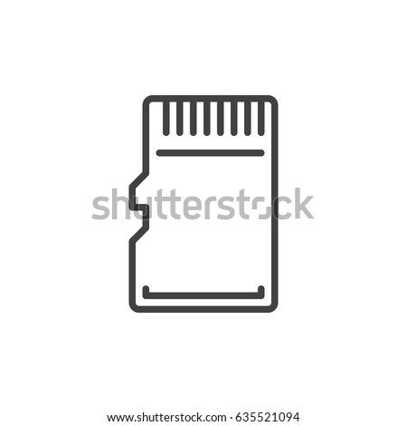 Micro SD Card line icon, outline vector sign, linear style pictogram isolated on white. Symbol, logo illustration. Editable stroke. Pixel perfect