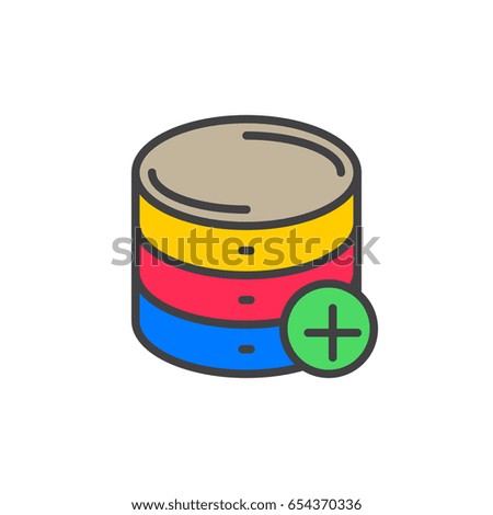 Add database filled outline icon, vector sign, colorful illustration 