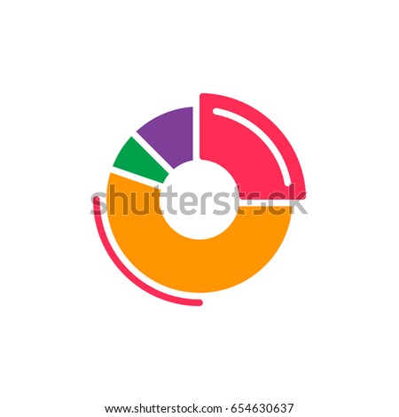 Doughnut chart colorful icon, vector flat sign. Symbol, logo illustration