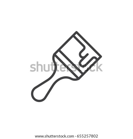 Paint brush line icon, outline vector sign, linear style pictogram isolated on white. Symbol, logo illustration. Editable stroke. Pixel perfect