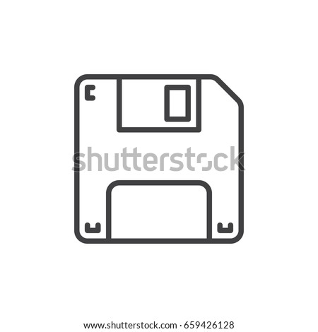 Floppy disk line icon, outline vector sign, linear style pictogram isolated on white. Save symbol, logo illustration. Editable stroke. Pixel perfect