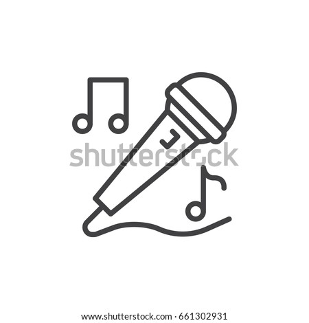 Karaoke microphone line icon, outline vector sign, linear style pictogram isolated on white. Singing symbol, logo illustration. Editable stroke. Pixel perfect