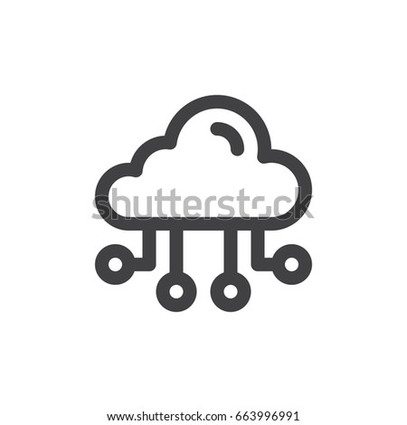 Cloud computing line icon, outline vector sign, linear style pictogram isolated on white. Symbol, logo illustration. Thick line design. Pixel perfect graphics