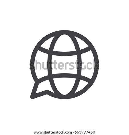 Translation globe line icon, outline vector sign, linear style pictogram isolated on white. Symbol, logo illustration. Thick line design. Pixel perfect graphics