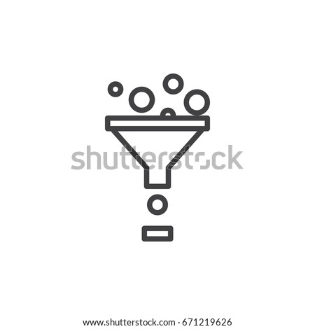 Funnel line icon, outline vector sign, linear style pictogram isolated on white. Data filter symbol, logo illustration