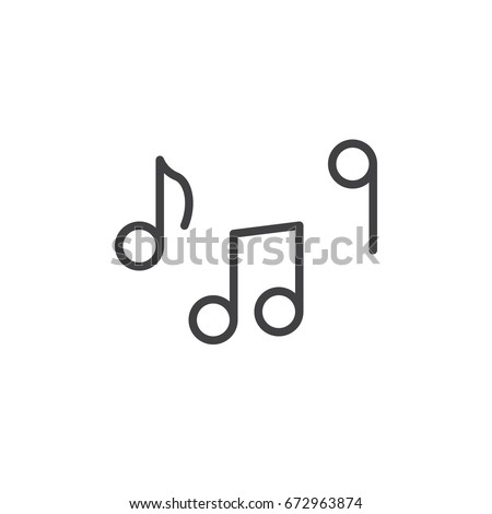 Music notes line icon, outline vector sign, linear style pictogram isolated on white. Tune symbol, logo illustration. Editable stroke