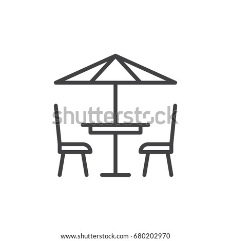 Terrace cafe line icon, outline vector sign, linear style pictogram isolated on white. Symbol, logo illustration. Editable stroke. Pixel perfect vector graphics
