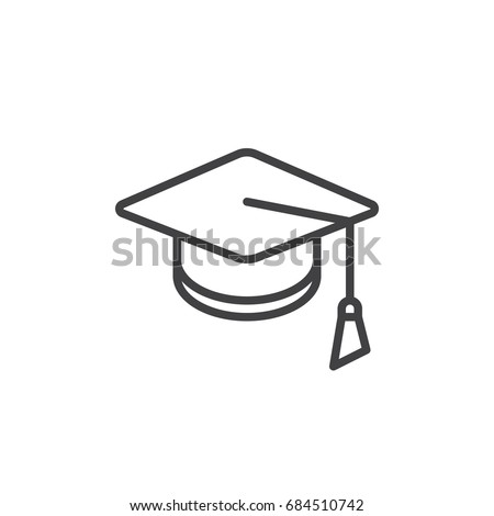 Square academic cap line icon, outline vector sign, linear style pictogram isolated on white. Mortarboard, Graduation symbol, logo illustration. Editable stroke. Pixel perfect vector graphics