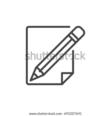 Pencil and paper line icon, outline vector sign, linear style pictogram isolated on white. Write, edit symbol, logo illustration. Editable stroke. Pixel perfect vector graphics