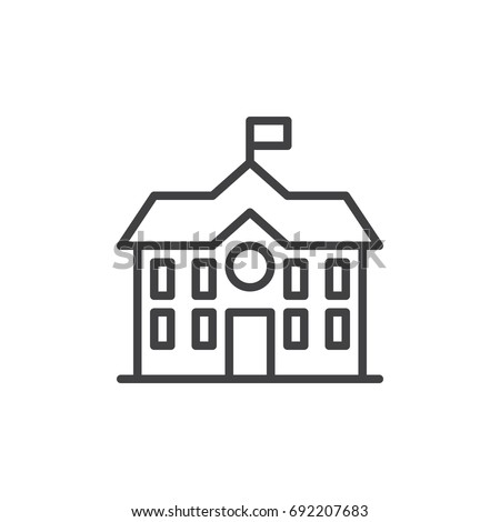 High school building line icon, outline vector sign, linear style pictogram isolated on white. Symbol, logo illustration. Editable stroke. Pixel perfect vector graphics
