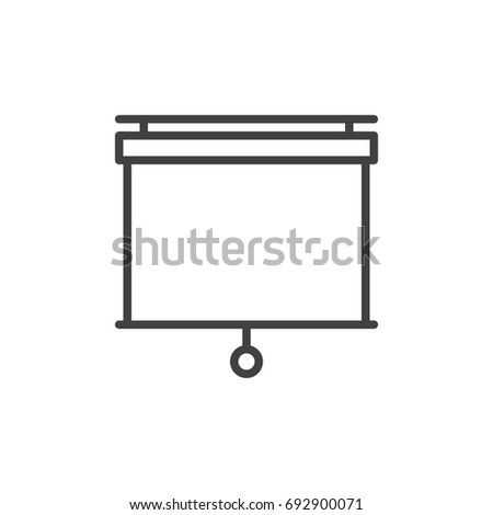 Pull down projector screen line icon, outline vector sign, linear style pictogram isolated on white. Presentation white screen symbol, logo illustration. Editable stroke. Pixel perfect vector graphics