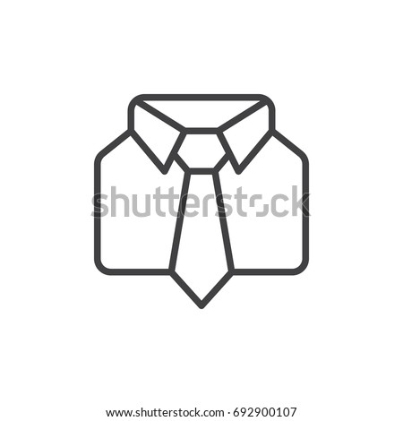 Uniform line icon, outline vector sign, linear style pictogram isolated on white. Shirt and tie symbol, logo illustration. Editable stroke. Pixel perfect vector graphics