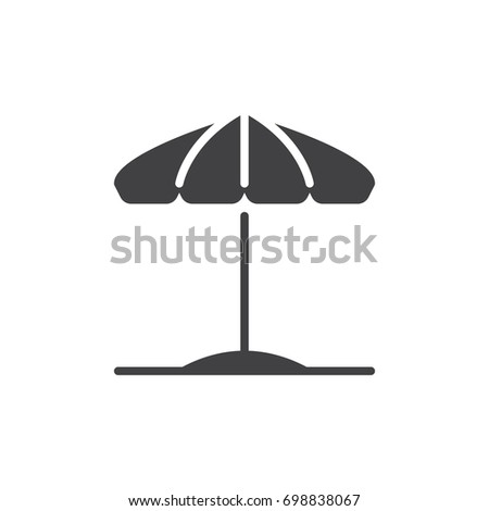 Beach umbrella icon vector, filled flat sign, solid pictogram isolated on white. Parasol symbol, logo illustration. Pixel perfect vector graphics
